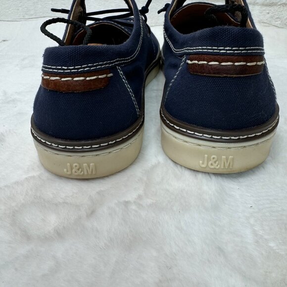 J&M Mens Sheepskin Lined Canvas Loafers Size 10M Navy Blue main image 8
